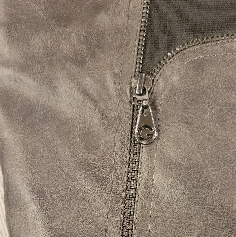 Gray Guess Wide Calf Tall Boots Zip Buckles Riding "Halsey" 7.5, Barely Worn - Picture 15 of 16
